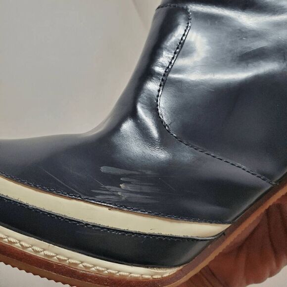 Diane von Furstenberg Women's Black Round-Toes Leather Colorblock Pattern Boots - Picture 7 of 16